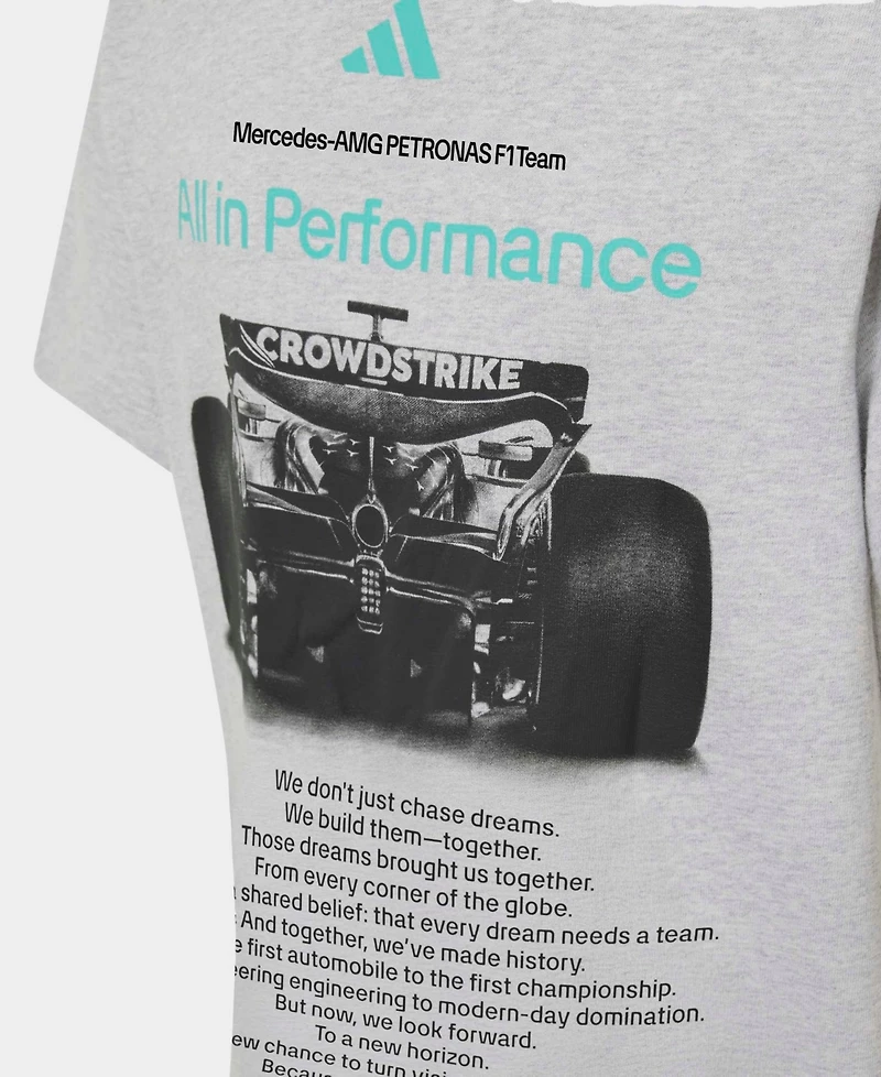Adidas Big Boys and Girls Gray Mercedes-amg Petronas F1 Team Graphic T-Shirt