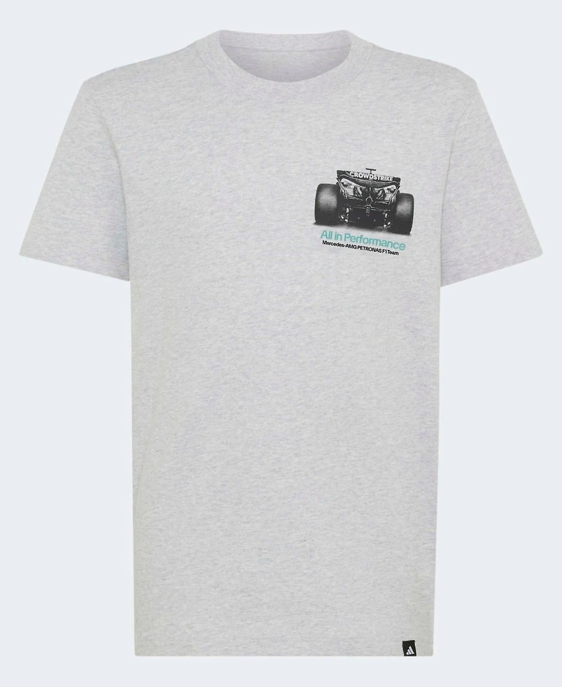 Adidas Big Boys and Girls Gray Mercedes-amg Petronas F1 Team Graphic T-Shirt