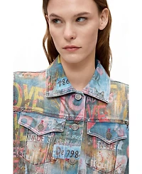 Desigual Women's Printed Short Denim Jacket