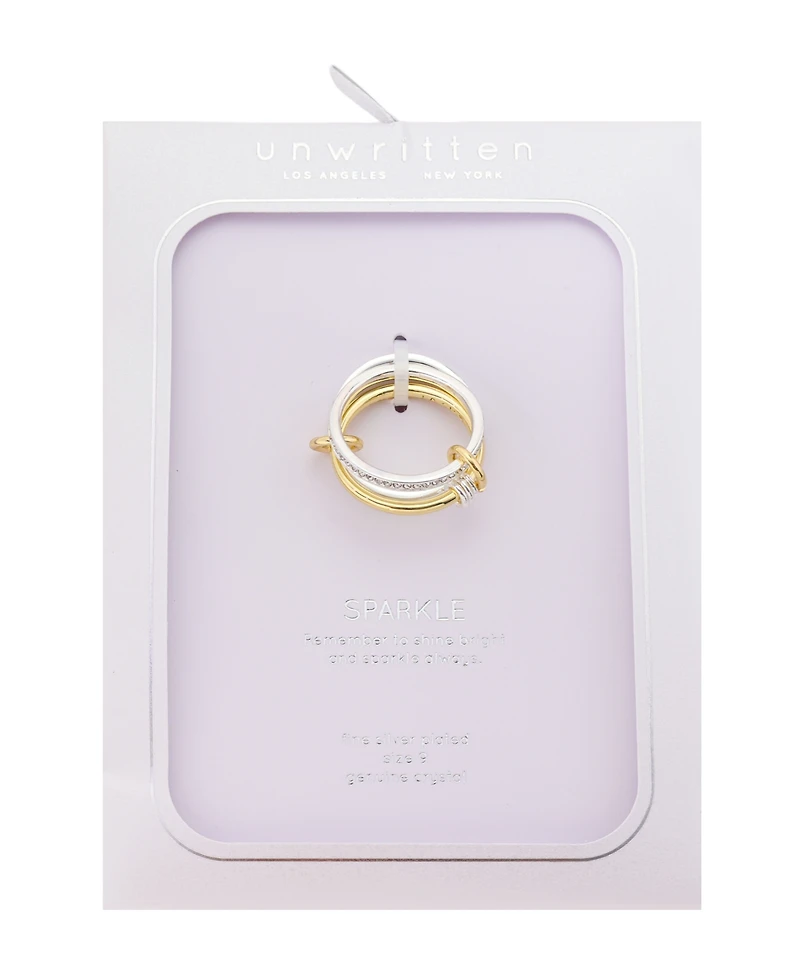Unwritten Crystal Silver-Plated Trio Stacking Ring