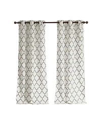 Kate Aurora Extra Long Fallon 2 Piece Sheer Lattice Design Grommet Top Window Curtain Panels - 112 in.