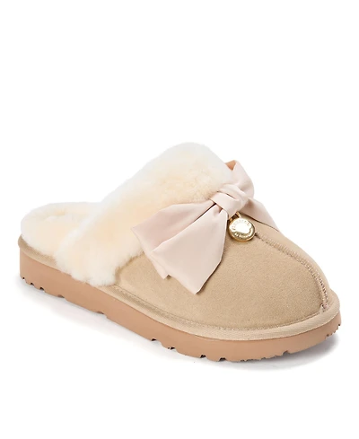 Dearfoams Women's Fireside by Sydney Dream Bow Scuff Slippers
