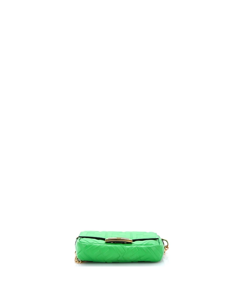Pre-Owned Fendi Mini Baguette Nm Bag Zucca Embossed Leather