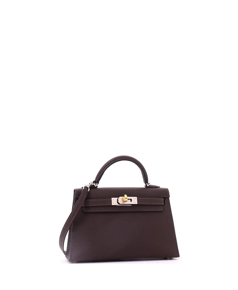 Pre-Owned Hermes Kelly 20 Handbag Brown Epsom with Electrum Hardware