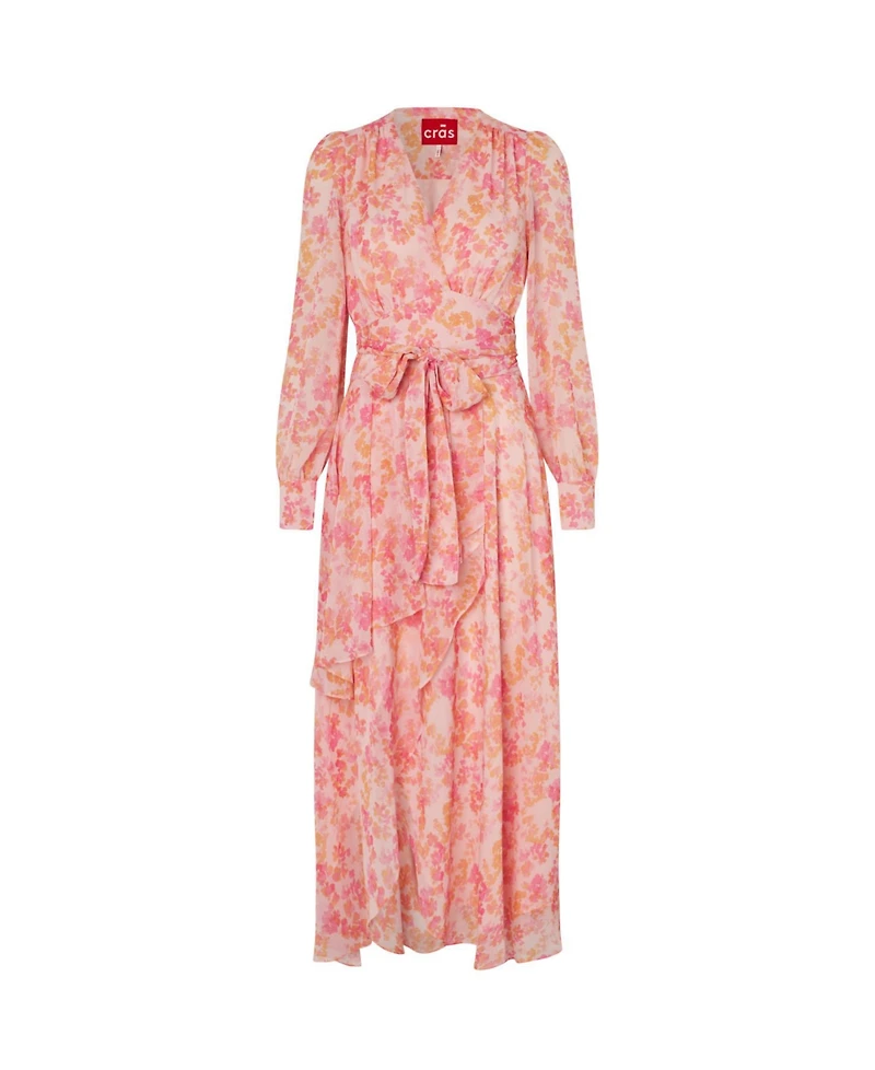 Cras Women's Romance V-Neck Long-Sleeve Floral-Print Maxi Dress
