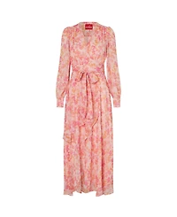 Cras Women's Romance V-Neck Long-Sleeve Floral-Print Maxi Dress