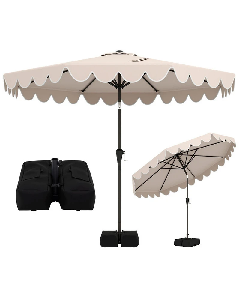 Sugift 10 Feet Patio Umbrella with Weighted Base and 2 Sandbags