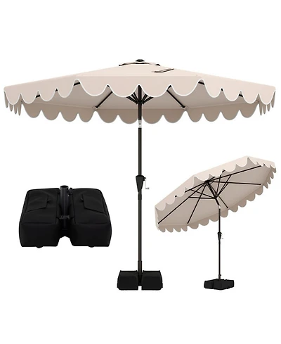 Sugift 10 Feet Patio Umbrella with Weighted Base and 2 Sandbags