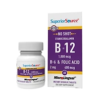 Superior Source No Shot Vitamin B-12 Cyanocobalamin 1000 mcg, B-6, Folic Acid 400 mcg