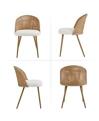 Clihome Modern Farmhouse Wicker Soft Dining Chairs Set of 4
