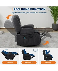 gaomon Oversized massage recliner with vibration and heating,Chenille,manual recline, side pocket,Cup Holders