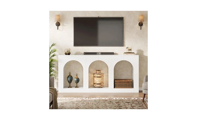 Slickblue Arched Wood Console Table with 3 Storage Shelves