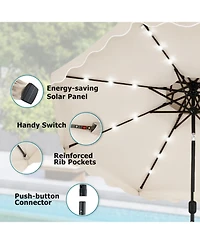 Sugift 10 Feet Solar Led Patio Umbrella for Deck and Pool