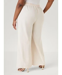Ashley Stewart Women's Wide-Leg Pull-On Button-Detailed Cotton-Blend Pants
