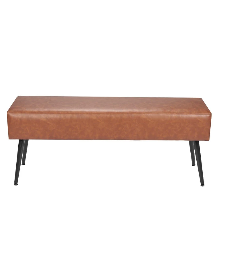Slickblue Modern Pu Leather Storage Bench with Stitched Design and Metal Frame