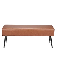 Slickblue Modern Pu Leather Storage Bench with Stitched Design and Metal Frame