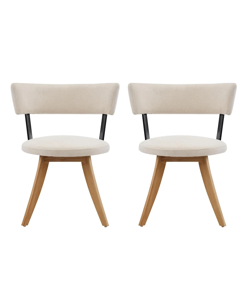 Boyel Living 2-Piece Modern Dining Chairs, Fabric and Rubberwood Base, Ergonomic Curved Back, Set of 2