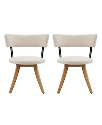 Boyel Living 2-Piece Modern Dining Chairs, Fabric and Rubberwood Base, Ergonomic Curved Back, Set of 2