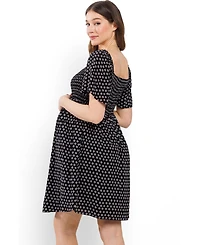 Hello Miz Maternity Square-Neck Flutter-Sleeve Empire-Waist Dress