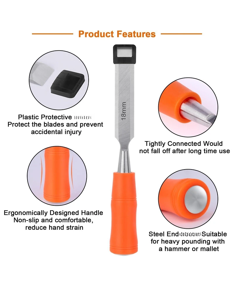 Xdovet Wood Chisel Set Steel Hammer End 5pieces