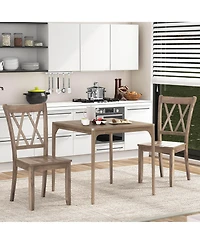 Costway Wooden Dining Chairs Set of 2 with Ergonomic Seat Rubber Wood Frame and High Backrest