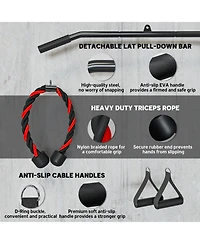 Sevorley Home Gym Pulley Cable System with Lat Pulldown Bar, Dual Silent Pulleys, and Loading Pin