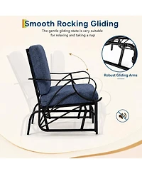 homfan Porch Glider with Removable Cushion, Outdoor Rocking Chair Heavy-Duty Metal Frame, Curved Armrests for Patio