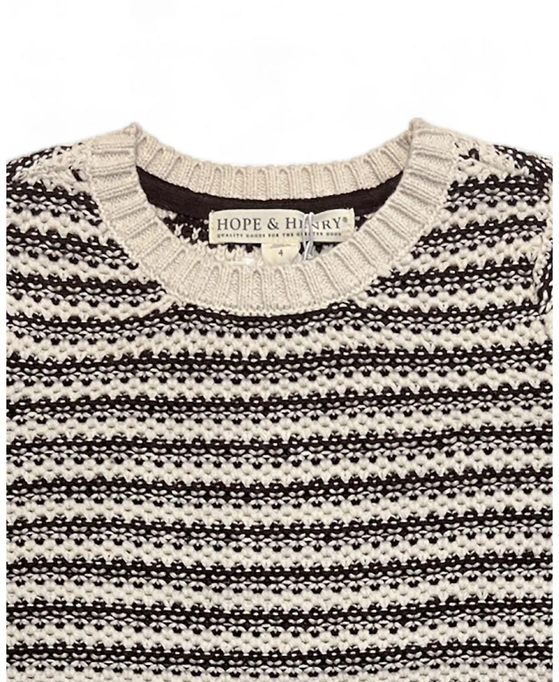 Hope & Henry and Boy's Small to Xlarge Organic Striped Crew Neck Pullover Sweater