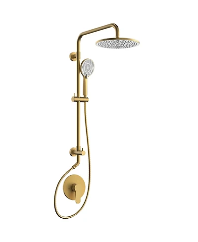 Everstein Wall Mount Pressure-Balanced Shower System 10" Rainfall Head with Slider Bar Handheld Spray