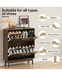 Boyel Living 31.5-Inch Freestanding Shoe Storage Cabinet with 2 Flip-Top Drawers, Modern Entryway Organizer with Solid Wood Legs and Anti-Tip Device