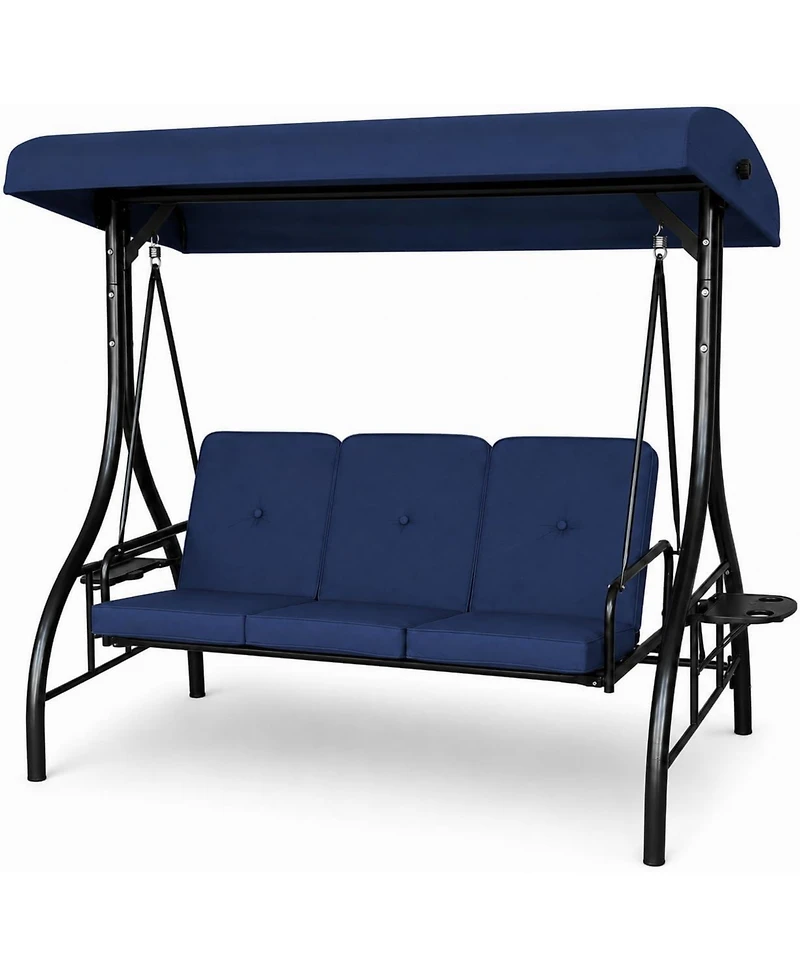 gaomon 3-Seat Outdoor Patio Swing Chair with Canopy and Cushions, Heavy-Duty Steel Frame