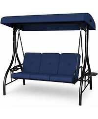 gaomon 3-Seat Outdoor Patio Swing Chair with Canopy and Cushions, Heavy-Duty Steel Frame