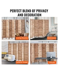 Slickblue 8 Panel Folding Wood Privacy Screen, Tall Louvered Room Divider for Bedroom Living Office
