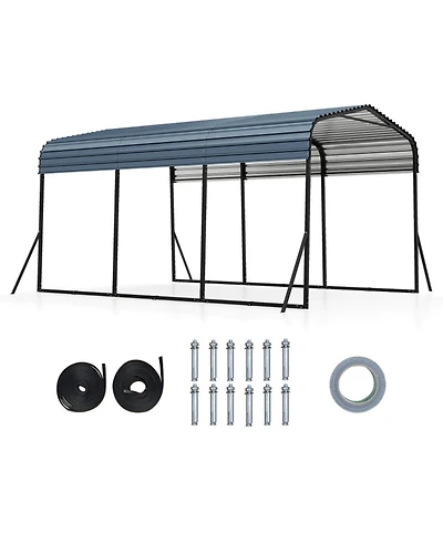 Sugift 10 x 14.5 Ft Heavy-Duty Carport Outdoor Galvanized Steel Garage Shelter with Leak-Proof Roof