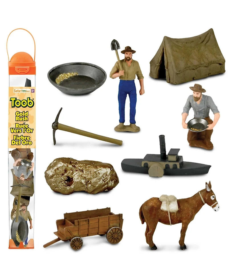 Safari Ltd. California Gold Rush Resealable Tube with Carry Strap 9-Piece Playset, Ages 3+