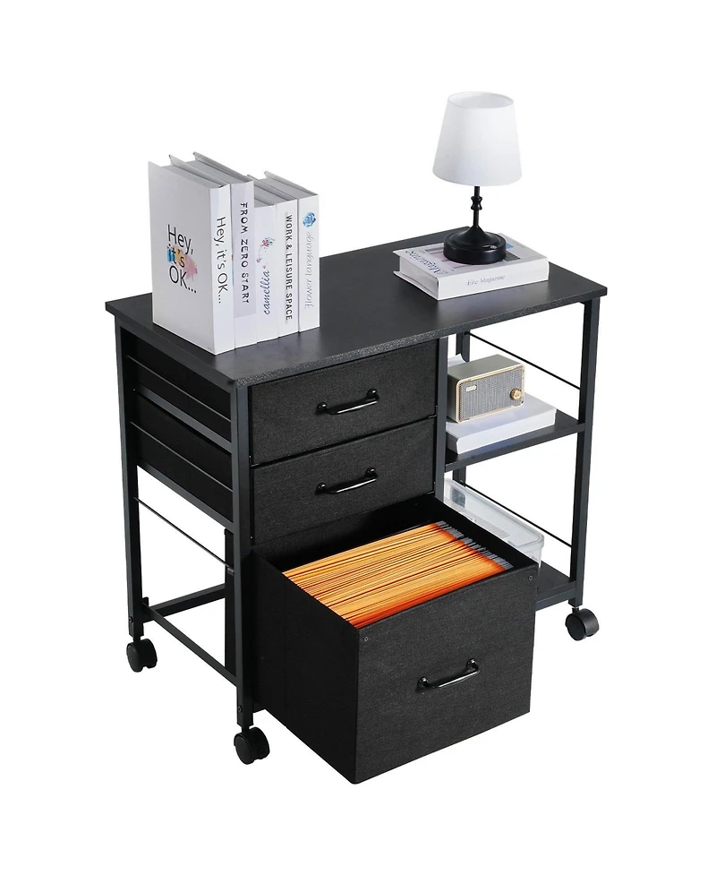 Slickblue Mobile File Cabinet with 3 Drawers and Open Storage Shelves