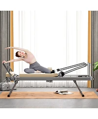 Sevorley Foldable Pilates Reformer Machine with 11 Resistance Options, High-Density Cushion, Smooth Glide Rails, Home Fitness Equipment
