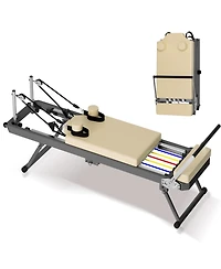 Sevorley Foldable Pilates Reformer Machine with 11 Resistance Options, High-Density Cushion, Smooth Glide Rails, Home Fitness Equipment