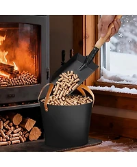 Sugift 2-Piece Metal Ash Bucket Set with 11.5 Gal and 8.5 Gal Buckets for Fireplace and Fire Pit