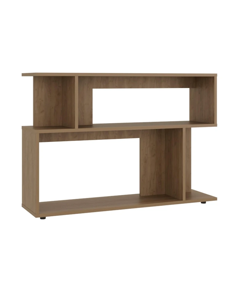Flynama Asymmetrical Sofa Side Table with Open Storage and Top Shelf