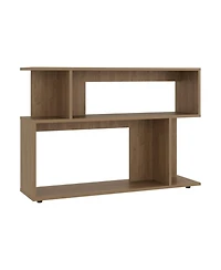 Flynama Asymmetrical Sofa Side Table with Open Storage and Top Shelf