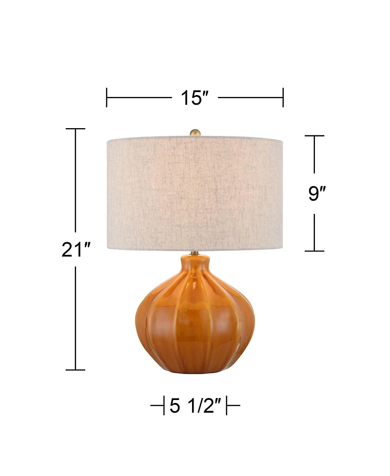 360 Lighting Gordy 21" High Small Mid Century Modern Accent 3-Way Table Lamp Spice Finish Ceramic Single Living Room Bedroom