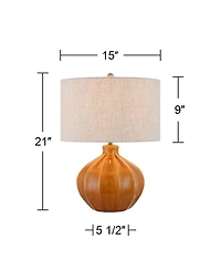 360 Lighting Gordy 21" High Small Mid Century Modern Accent 3-Way Table Lamp Spice Finish Ceramic Single Living Room Bedroom