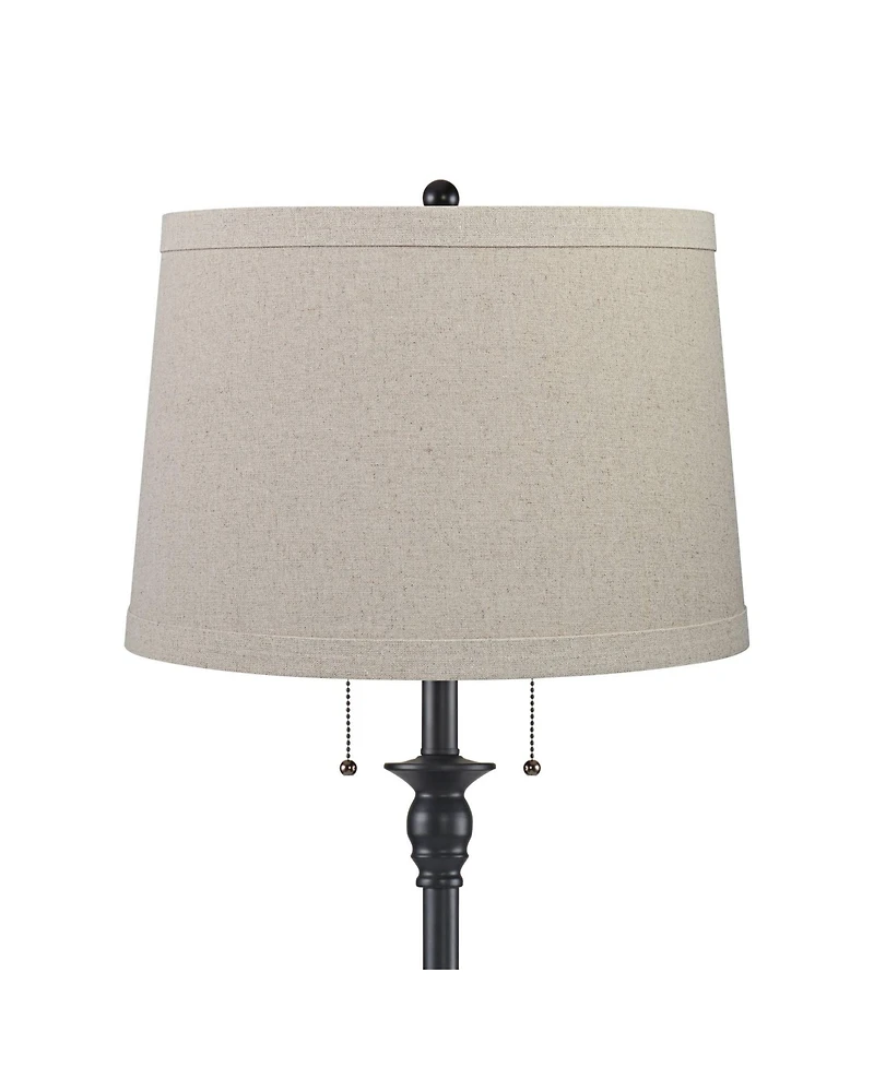 360 Lighting Dyna Traditional 58" Tall 2-Light Standing Floor Lamp Skinny Pole Pull Chain Finish Burlap Shade