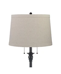 360 Lighting Dyna Traditional 58" Tall 2-Light Standing Floor Lamp Skinny Pole Pull Chain Finish Burlap Shade