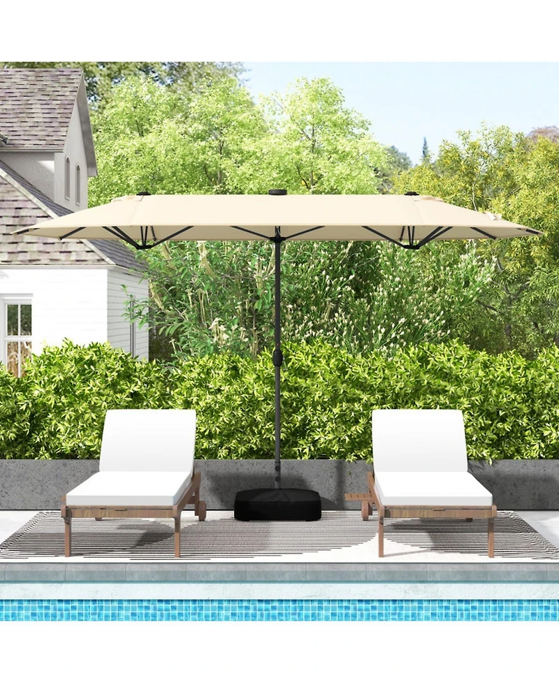 Sugift Double-Sided Patio Umbrella with Solar Lights for Garden Pool Backyard