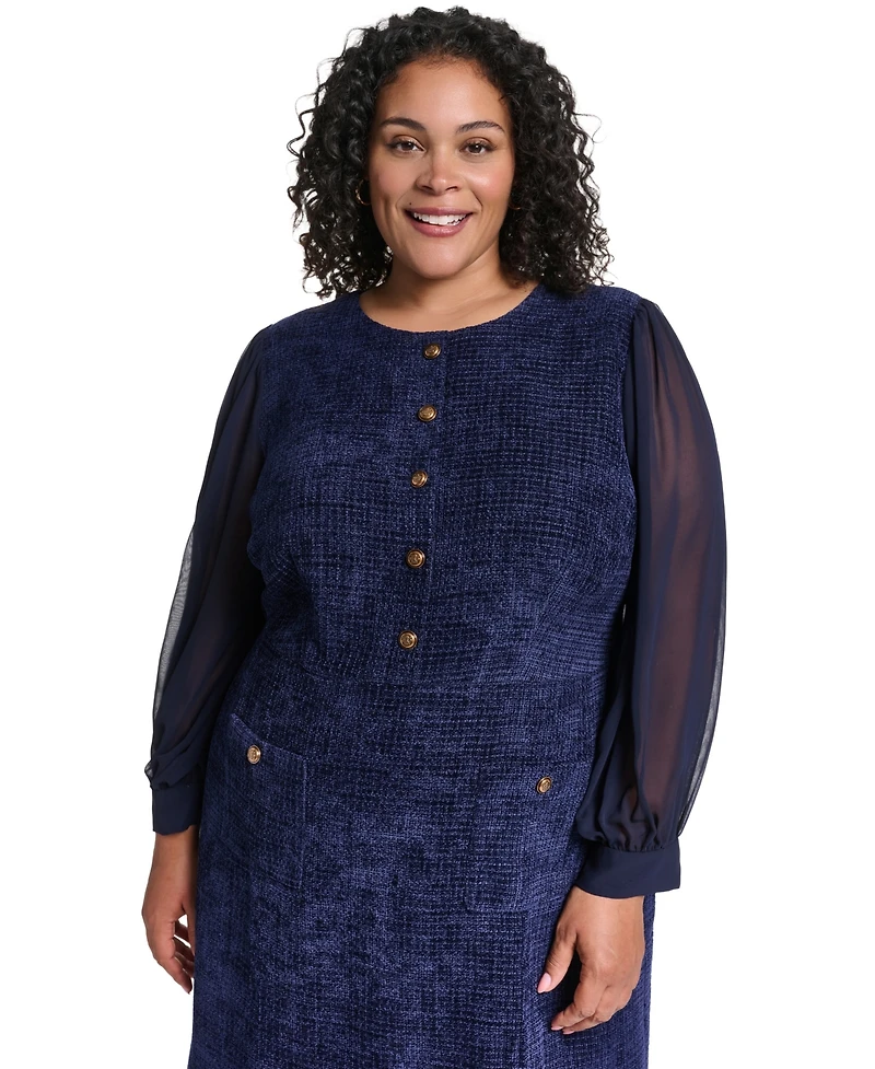 Eliza J Plus Jewel Neck Long-Sleeve Sheath Dress