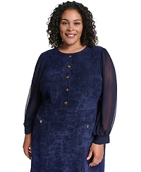Eliza J Plus Jewel Neck Long-Sleeve Sheath Dress