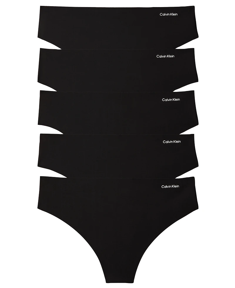 Calvin Klein Invisibles Seamless Microfiber Mid-Rise Thong, 5-Pack, QD5418