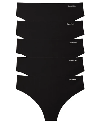 Calvin Klein Invisibles Seamless Microfiber Mid-Rise Thong, 5-Pack, QD5418